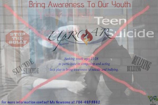 NuWayFoundation's tweet photo. UpROAR Against Teen Bullying and Suicide #educateouryouth #takethatstand #makeadifference http://t.co/CsjuhcFRkU