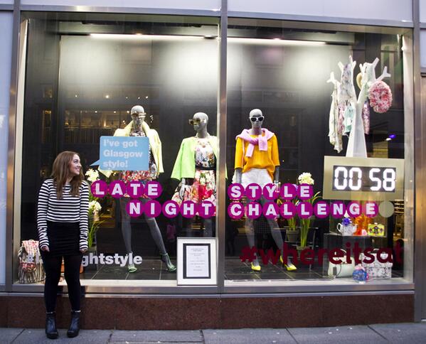 VisitGlasgowSCO's tweet photo. Here's last night's amazing #latenightstyle entry from @kirsty44sunsets! Again you can win £50 of vouchers tonight... http://t.co/PiNnGEXVit