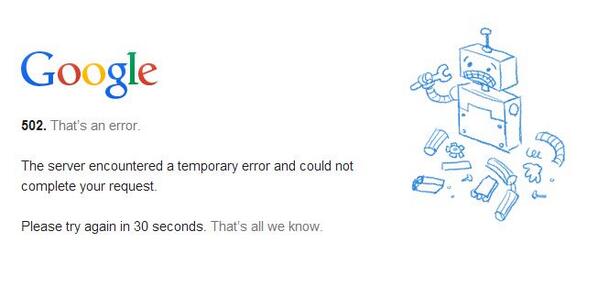 VellusAurelius's tweet image. something&apos;s going on with Google today.

#502Error
