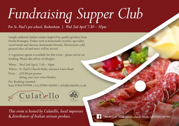 Culatellofood's tweet photo. @Beckenham here is some more info re: event. http://t.co/EcGgw0FxbE