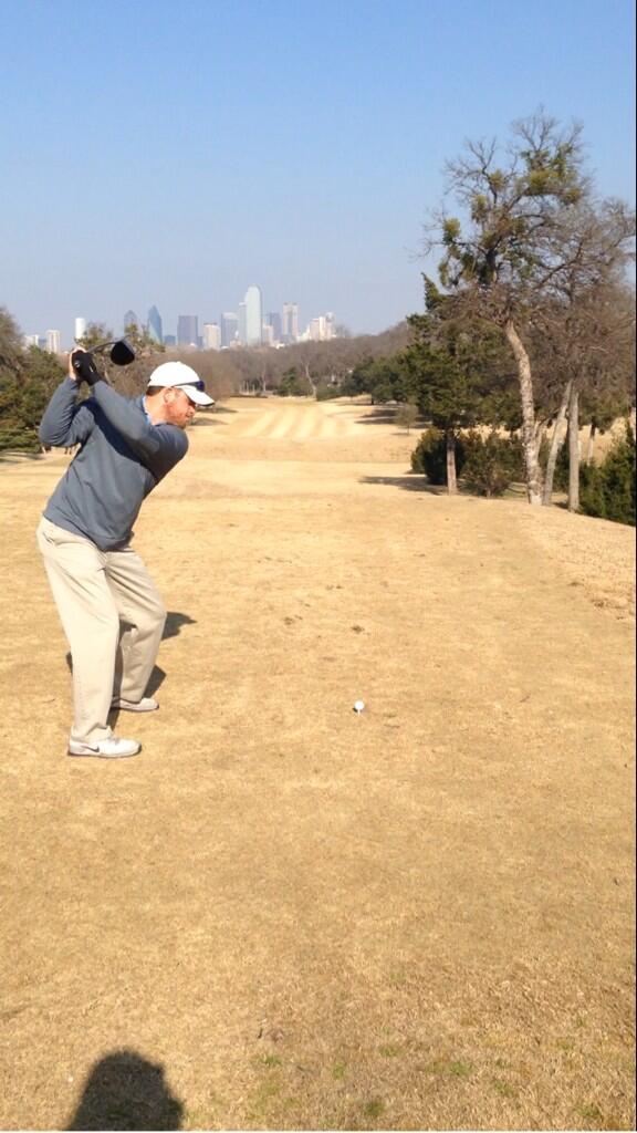 Hole #15 at @stevensparkgolf in North Oak Cliff Dallas -  Par 4 playing over 400 yards with the best view of downtown