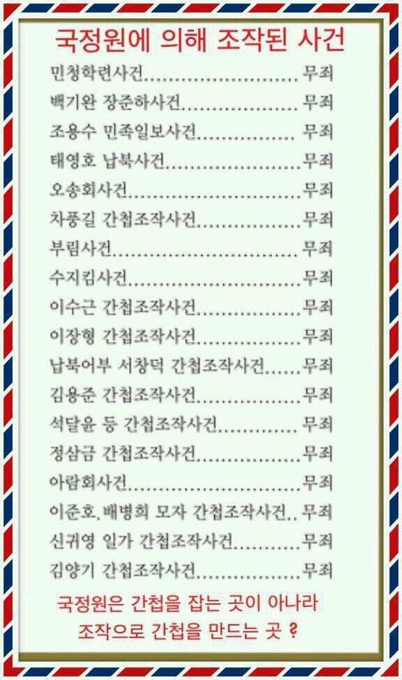 대한민국 국정원의 업적... 알고보니 일본 순사들?