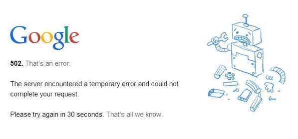BramBo's tweet image. That&apos;s All We Know? #Google #502error