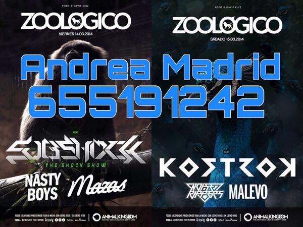 AndreaListasZoo's tweet image. LAS FIESTAS MAS ANIMALES DE LA CAPITAL

Viernes #SUBSHOCK #NASTYBOYS #MAZAS

Sabado #KOSTZOK #NOISERRIPPERS #MALEVO
