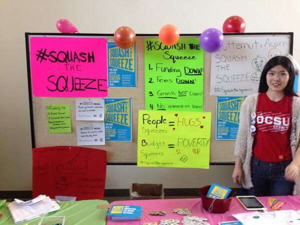 OCStudentsUnion's tweet photo. Launch of #squashthesqueeze campaign @OCStudentsUnion  @CFSFCEE #solidarity free squash soup for students! http://t.co/EG5HSfHdJa
