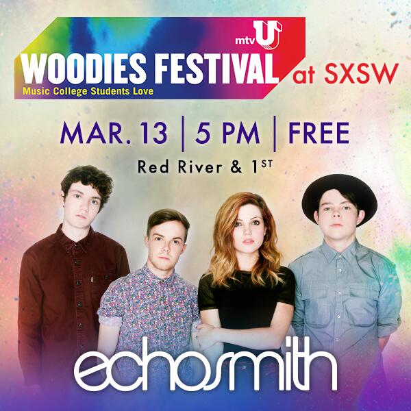 echosmith's tweet image. Can’t wait to play the @MTV @mtvU #Woodies Festival at #SXSW! Austin - RSVP here for FREE: woodiesrsvp.com
