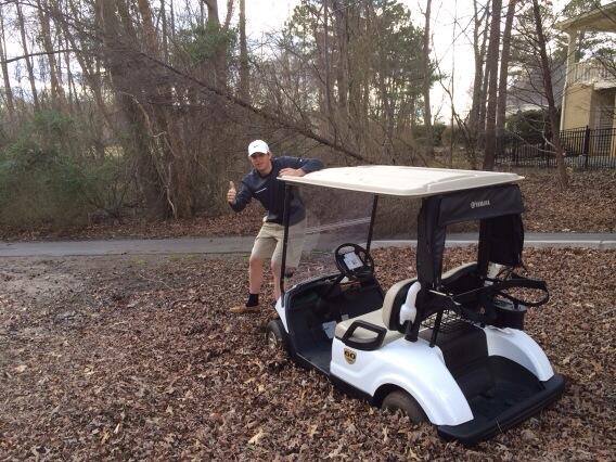 Coach Got his cart stuck at the match today #lambertgolf