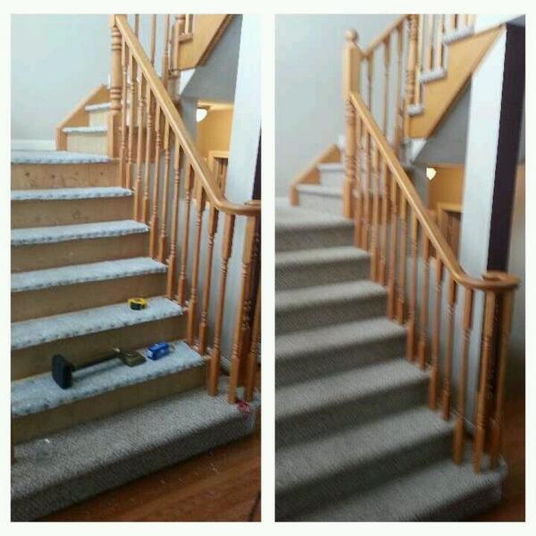 hallmarkinstall's tweet photo. 1 double bull nose with double birdcage, 5 double caps, 5 single caps &amp; 2 landings. #berber #gettingitmarketready http://t.co/YiJIsAXSbU