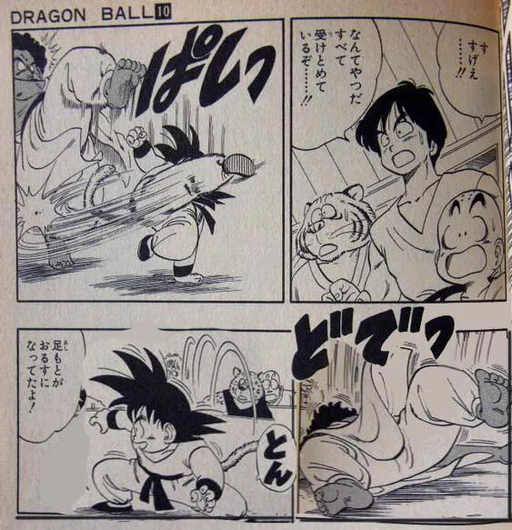 これを切り返しせずに位置守って、かつ順序立てて描くとどうなるか。コマを分割せざるをえず、向かい合ってる同士が背中合わせでいまいちテンポが悪い。 