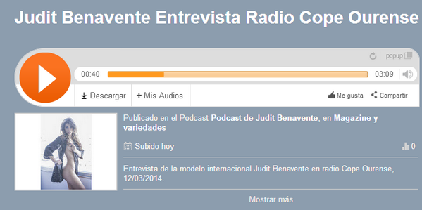 JUDITBENAVENTE's tweet photo. YA PUEDES ESCUCHAR MI ENTREVISTA en radio @cope_es Ourense --> http://t.co/Dgzha5x2tw RT http://t.co/xm9KyDXPmT