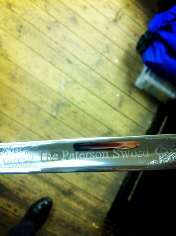 Doug_The_Dragon's tweet photo. @tom5pc your turn Tom - polish it 3 times a day! #ThePatersonSword http://t.co/qFzInxEZWB