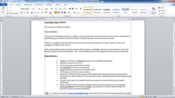 [LOKER] Citibank as an Executive Universal Banker &amp; Personal Banker   cc <a href="/akunpad07/">Akuntansi Unpad 2007</a>