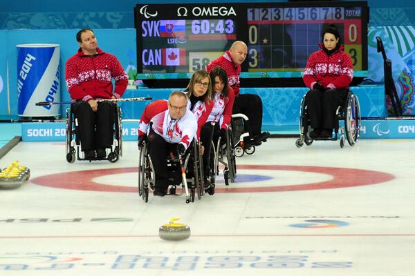 Canada leading Slovakia 3-0 after one. <a href="/CDNParalympics/">Canadian Paralympic Team</a> <a href="/Sochi2014/">Sochi 2014</a> #wccurling <a href="/thiessen_dennis/">Dennis Thiessen</a> hits the mark.