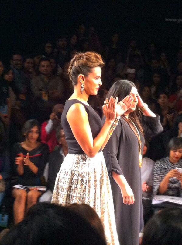 HotureTV's tweet photo. Stunning @NehaDhupia in super hot @payalsinghal outfit @LakmeFashionWk #HOTURE http://t.co/N33jQBb50M