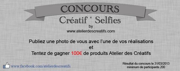 AtelierDes's tweet photo. Concours #selfie sur http://t.co/YSGTaV9h2Y
100 euros de produits http://t.co/uJz5SXfjMv à gagner
#mode #creation http://t.co/fiN2AC6fXk
