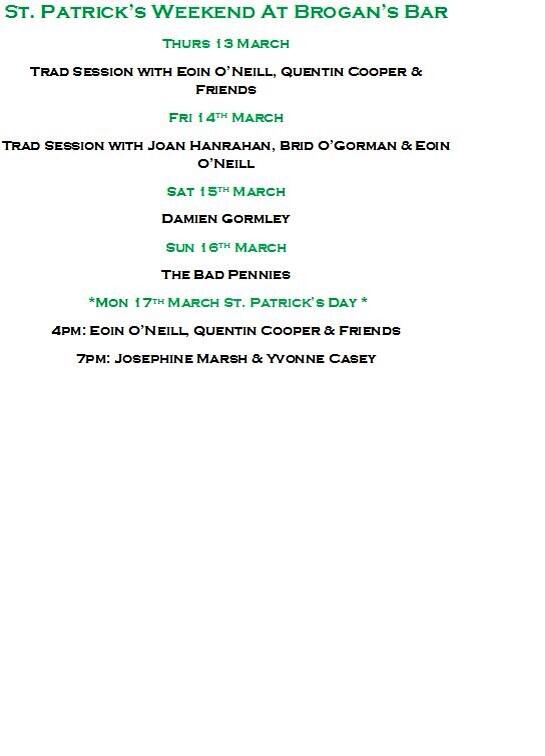 Fleadhnua's tweet photo. Great line up of music in Brogan's Bar Ennis @BrogansBarEnnis for Paddy's Weekend. #irishsessions #PaddysDay2014 http://t.co/u1mVERzz5j