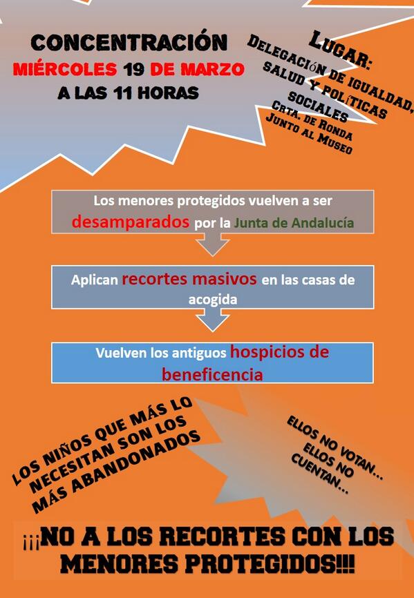 PMenores's tweet photo. @cutbaialmeria El 19M #Almería dice NO a los recortes en protección de menores http://t.co/65v7fiPfmq http://t.co/qDniTsNZNb