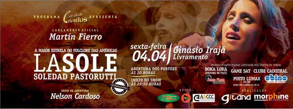 BrazucasSoledad's tweet photo. Show da @sole_pastorutti em Santana do Livramento-RS dia 04/04/2014 #FimDeSemanaBrazuca http://t.co/tZ4Vwulgy4