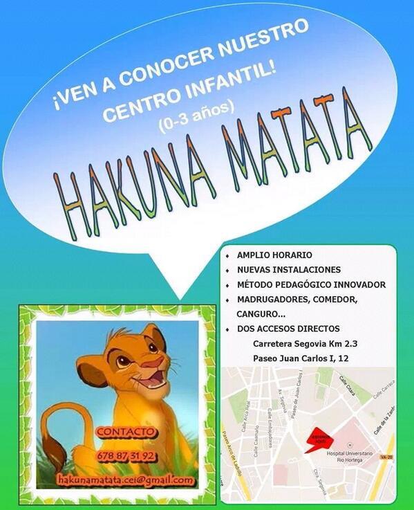 itziar_rs's tweet photo. Nuevo Centro Infantil en #Valladolid:Hakuna Matata :) Id a conocerlo! 100% Recomendable #CentroInfantil @SheilaGar89 http://t.co/BFOuRZShUi