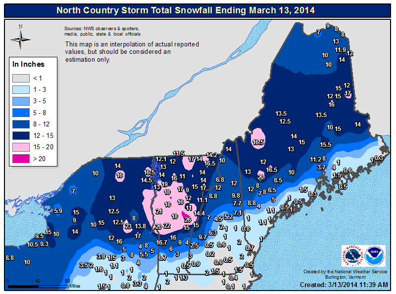 NWS Burlington on Twitter "Map of this morning's snowfall reports across the Northeast. http