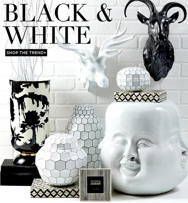 Trend Alert: Black &amp; White! Classic, Sophisticated &amp; Timeless. Shop the trend at 
tozaihome.com/c-1893-trend-b… #black&amp;white