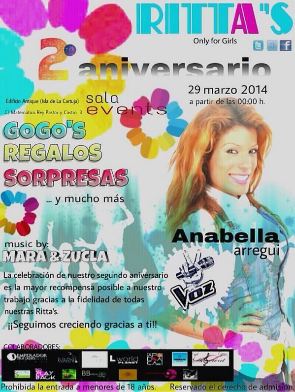 FIESTARITTAS's tweet photo. Aniversario sorteamos entrada triple chicas a RT a ver quienes son las ganadoras nos vemos el 29 http://t.co/Il7EDo2eyz