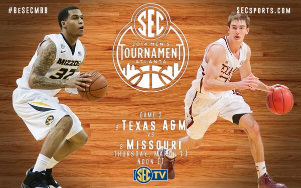SEC_Craig's tweet photo. Texas A&amp;M and Missouri getting ready to start Day 2 of the SEC Tournament #BeSEC
http://t.co/VocxLetrxO http://t.co/jrEyJBqEMv