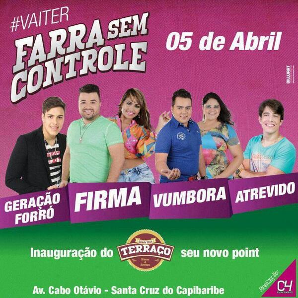 Festeiro1's tweet photo. #EmAbril Sábado 05/04 @ForroDoFirma @Forro_Vumbora @ForroAtrevido #GeraçãoForró SantaCruzDoCapibaribe/PE #FestãO! http://t.co/GiO0c6kwfy
