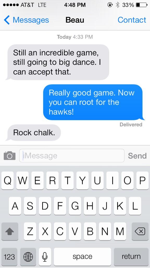 k_snedd's tweet photo. Did @beaucarter say what I think he said? #rockchalk http://t.co/ReBCVAccb1