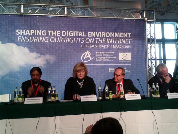 Dunja_Mijatovic's tweet photo. Shaping the digital environment –
ensuring our rights on the Internet -High-level panel #ConfIG2014 @MFA_Austria http://t.co/nRa3rgOJUY