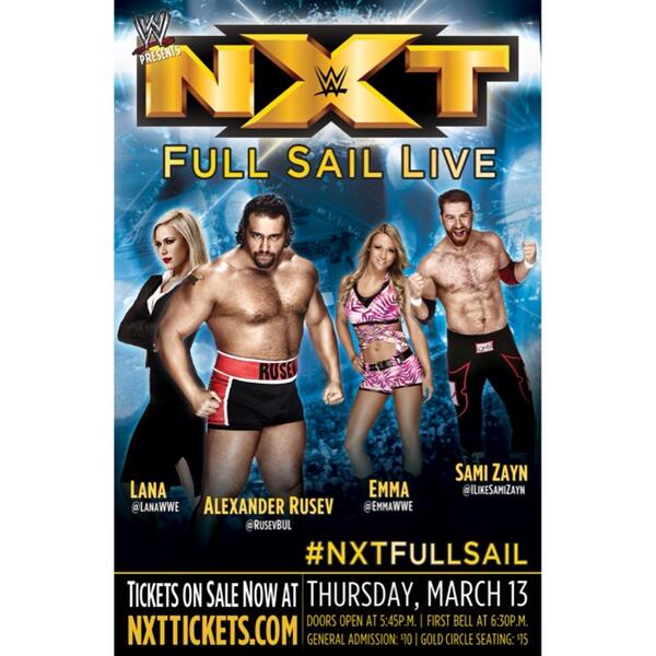 GoLivePromo's tweet photo. Make your way to @FullSail for awesome @WWENXT show tonight! @RusevBul @LanaWWE #NXTFullSail @WWE http://t.co/r9zUp3SJsJ