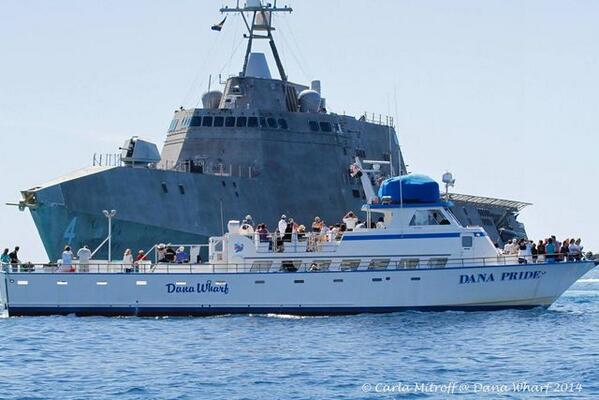 SoCalVAHomes's tweet photo. The Navy goes whale-watching - USS Coronado says hello to the Dana Pride!  http://t.co/8UIM2ACnxE http://t.co/afZB4uJKNQ