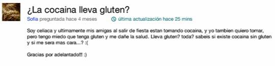 '¿La cocaína lleva gluten?' y otras preguntas absurdas en Internet. Por <a href="/elenamengual/">Elena Mengual</a> elmun.do/1qzTSM7