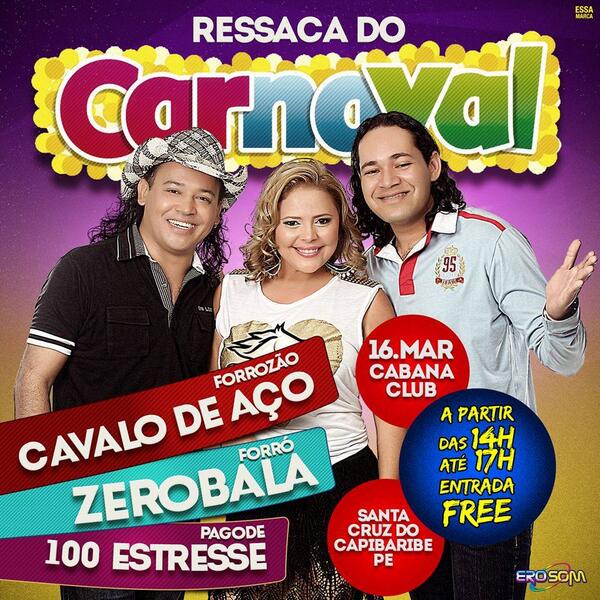Festeiro1's tweet photo. #RessacaDoCarnaval Domingão16 @ForroCavaloAco + @ForroZeroBala_ CabanaClub,SantaCruzDoCapibaribe/PE #FreeAté17hrs. http://t.co/JOZoHYyQvy