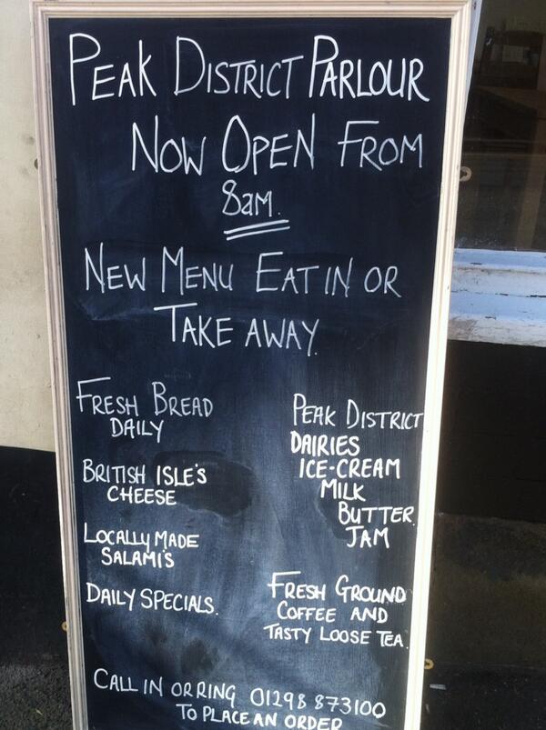 VisitTideswell's tweet photo. We have a new cafe in Tideswell - say hello to the Peak District Dairy Parlour! #Peakdistrict #goodfood http://t.co/hJ8yYNyuA8