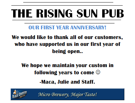 Friday 14th March- OUR FIRST YEAR ANNIVERSARY :-)