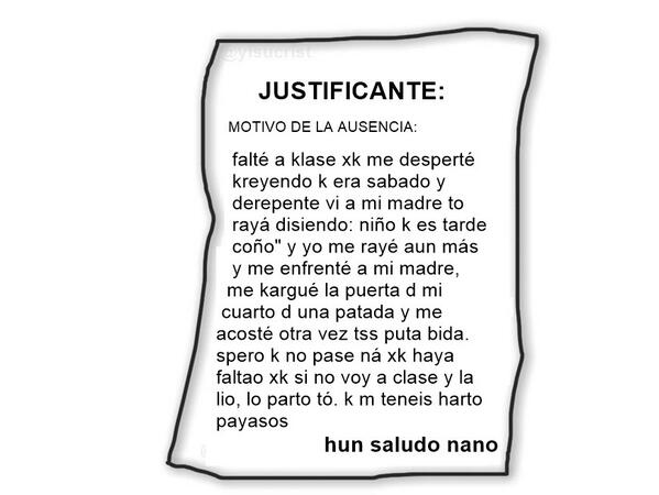 yisucrist's tweet photo. voy a usar este justificante para faltar mañana a clase http://t.co/7VXP2PYghK