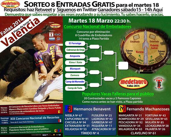 medetauro's tweet photo. ENTRADAS GRATIS @medetauro , sorteamos 5 entradas.Haz Retweet y síguenos para ganarla. el sábado a las 14h, ganadores http://t.co/sajtvfLhrl