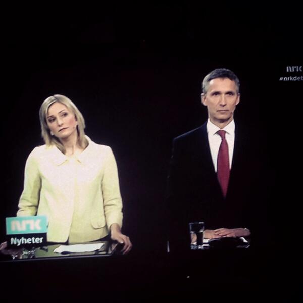 Vildegh's tweet photo. Fantastisk duo! @IngaMarte og @jensstoltenberg 👏 #nrkdebatt http://t.co/5gmqpUdtRU