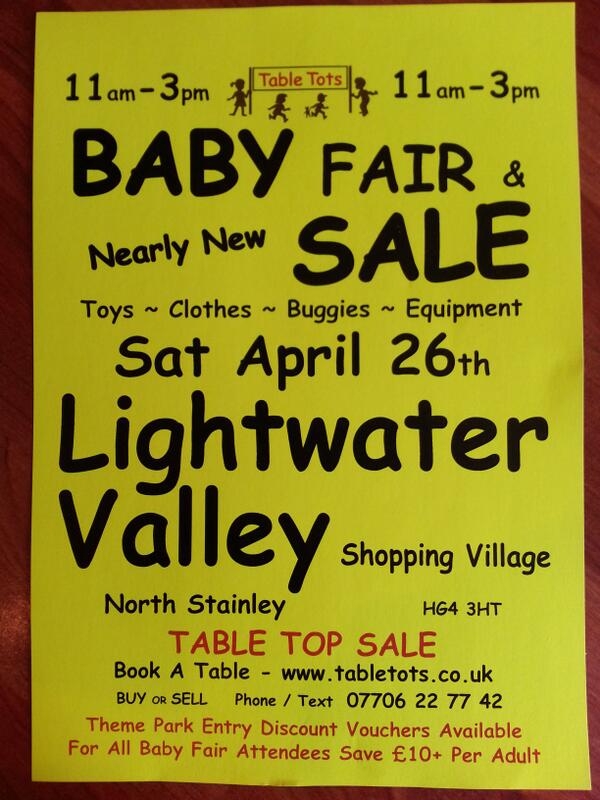 TableTOTS's tweet photo. Hi We are holding a baby fair at the fab @LightwaterV  Sat 26 April
Trade stalls available 
http://t.co/9gGL9X3FEF http://t.co/DoU4dXGZYK