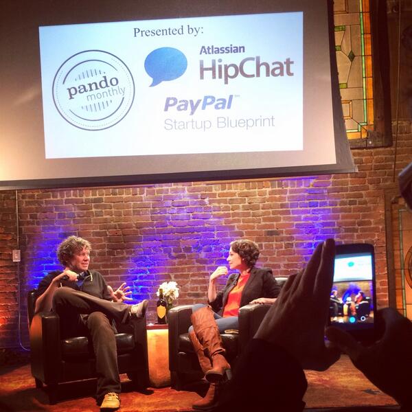 rfberry's tweet image. Photo of @petecurley, founder of #HipChat with @sarahcuda for #PandoMonthly
