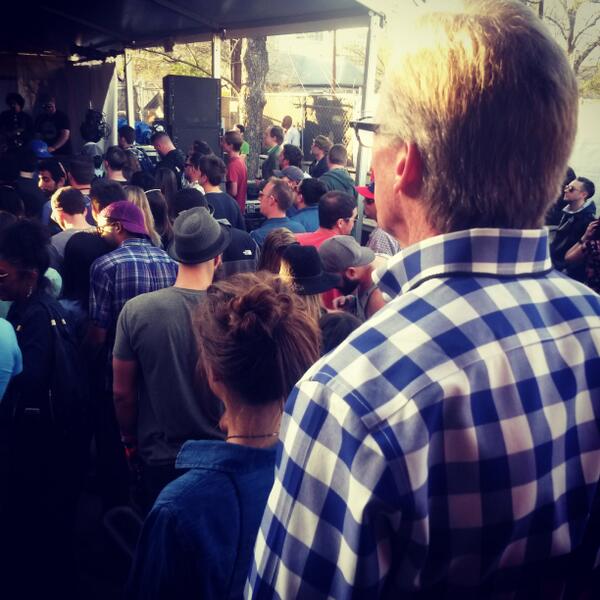 HaggarCo's tweet image. @HaggarPrez and the #HaggarSlacksLounge crowd at the @CliveBarATX #SXSW #SLACKSAREBACK #FILTERonRainey