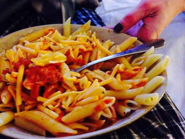 techkinky's tweet image. No shirt. Dinner in bed. Best girlfriend ever until she took my pasta away. @mrstechkinky