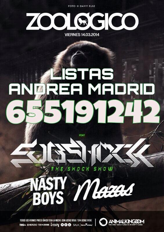 AndreaListasZoo's tweet image. Fieston el de hoy en @ZoologicoCLUB_ 
Con #Subshock, #nastyboys y #mazas
Pideme tu lista, no te lo pierdas hoy de lia