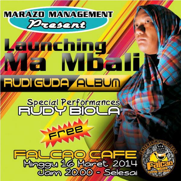 FalcaoCafe's tweet photo. Launching Album "Ma Mbali" by Rudy Guda, minggu 16 maret jam 8 malam at #FalcaoCafe http://t.co/r7GDZnwTno
