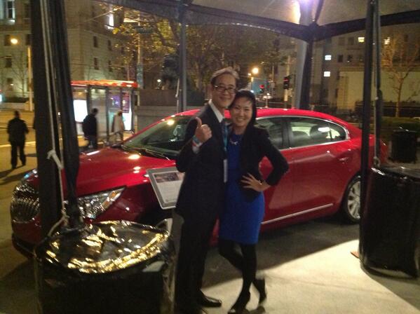 bimada's tweet photo. William of #CTITV and Ann of the #KoreaDaily pose at #CAAMFest2014 in front of @Buick #BuickCAAM http://t.co/sUfXgbivqw