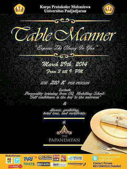 mw mlm minggu yg beda? Yuk dtg aj k acara table manner di hotel papandayan , ayo ajak keluarga, tmn dn pacar km y :')