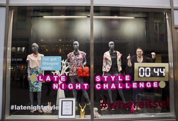 VisitGlasgowSCO's tweet photo. Here's last night's #latenightstyle display from @LPearsonSmith! AND for another chance to win £50 vouchers 2nyt... http://t.co/n82cxaLqkJ