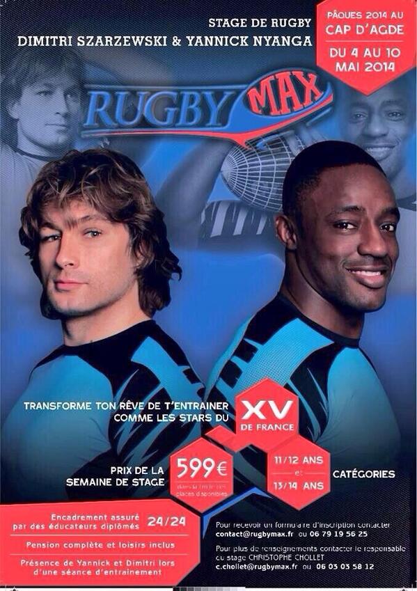 SzarzewskiDim2's tweet photo. Très heureux de vous annoncer le lancement des stages #RugbyMax avec @YannickNyanga http://t.co/yF2Ua5lJB3