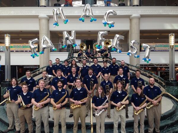 UAkronBands's tweet photo. Blue and Gold Brass at the #MACTourney Fan Fest! #MACtion #GoZips #ZipsGameday http://t.co/Cctp3m7trX